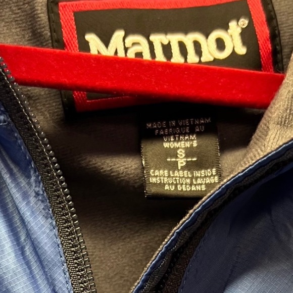 Marmot Blue Lightweight Full Zip Jacket Lined Small Pit Vents Outdoor Hiking - Picture 3 of 14